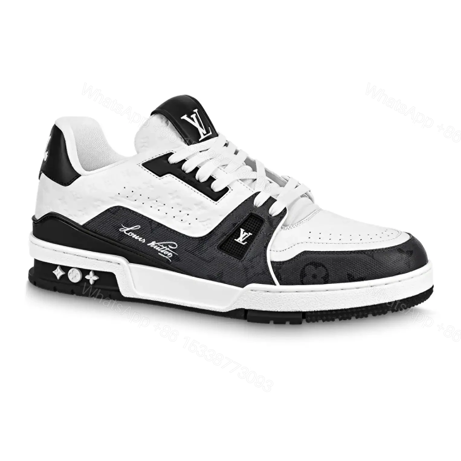 LOUIS VUITTON TRAINE SNEAKERS IN WHITE AND BLACK – LSVT382 — view 1