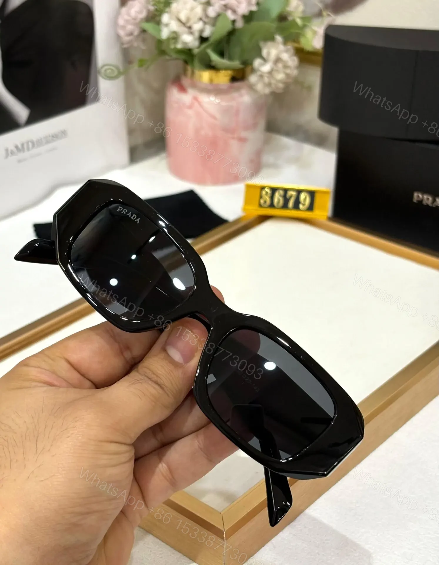 View 3 of Prada Unisex Sunglasses Black UV Protection
