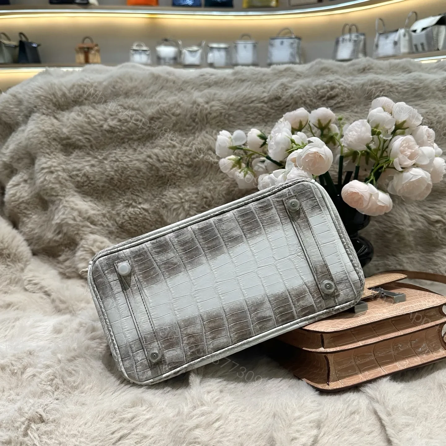 View 4 of Hermes Birkin 25cm Himalaya Crocodile Leather Silver Hardware