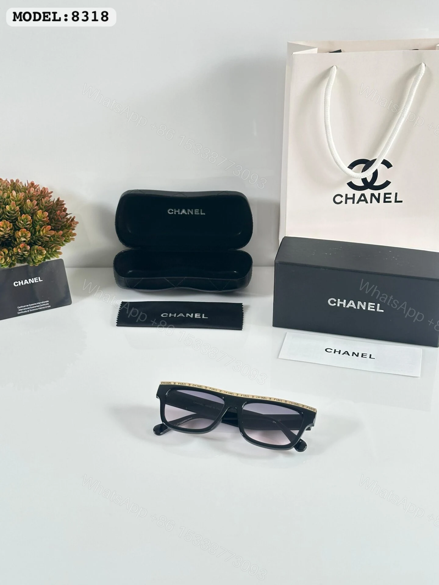 View 2 of Chanel 8318 Black Gradient Oversized Sunglasses