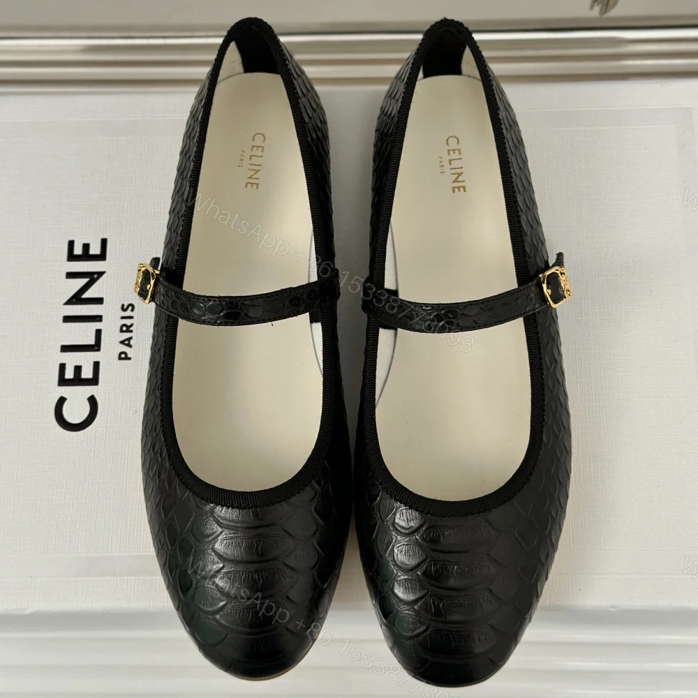 高仿Celine*354673034復古瑪麗珍單鞋蟒蛇紋黑色免檢版 — view 1