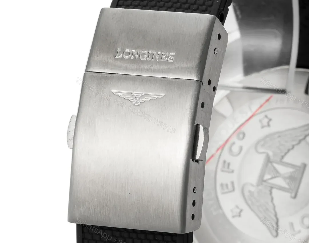 View 8 of Longines Conquest Black Dial Automatic Watch with Stainless Steel Case and Black Rubber Strap