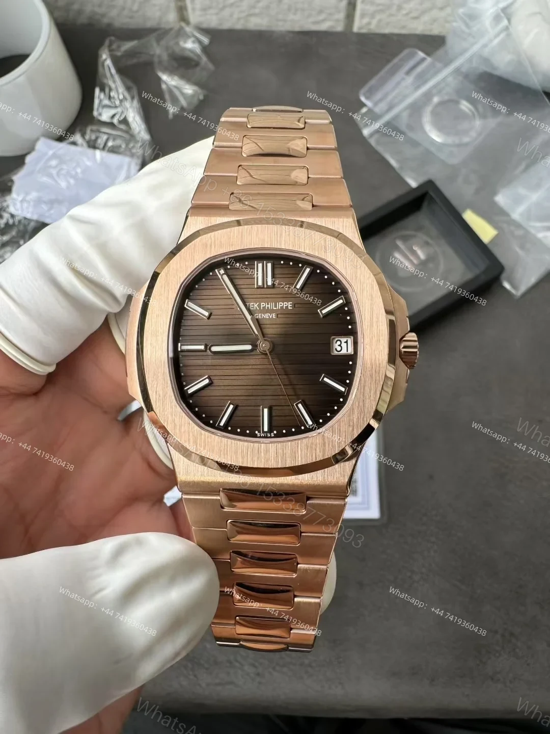View 2 of Patek Philippe Super Clone Nautilus 5711 Rose Gold Brown Dial 40MM
