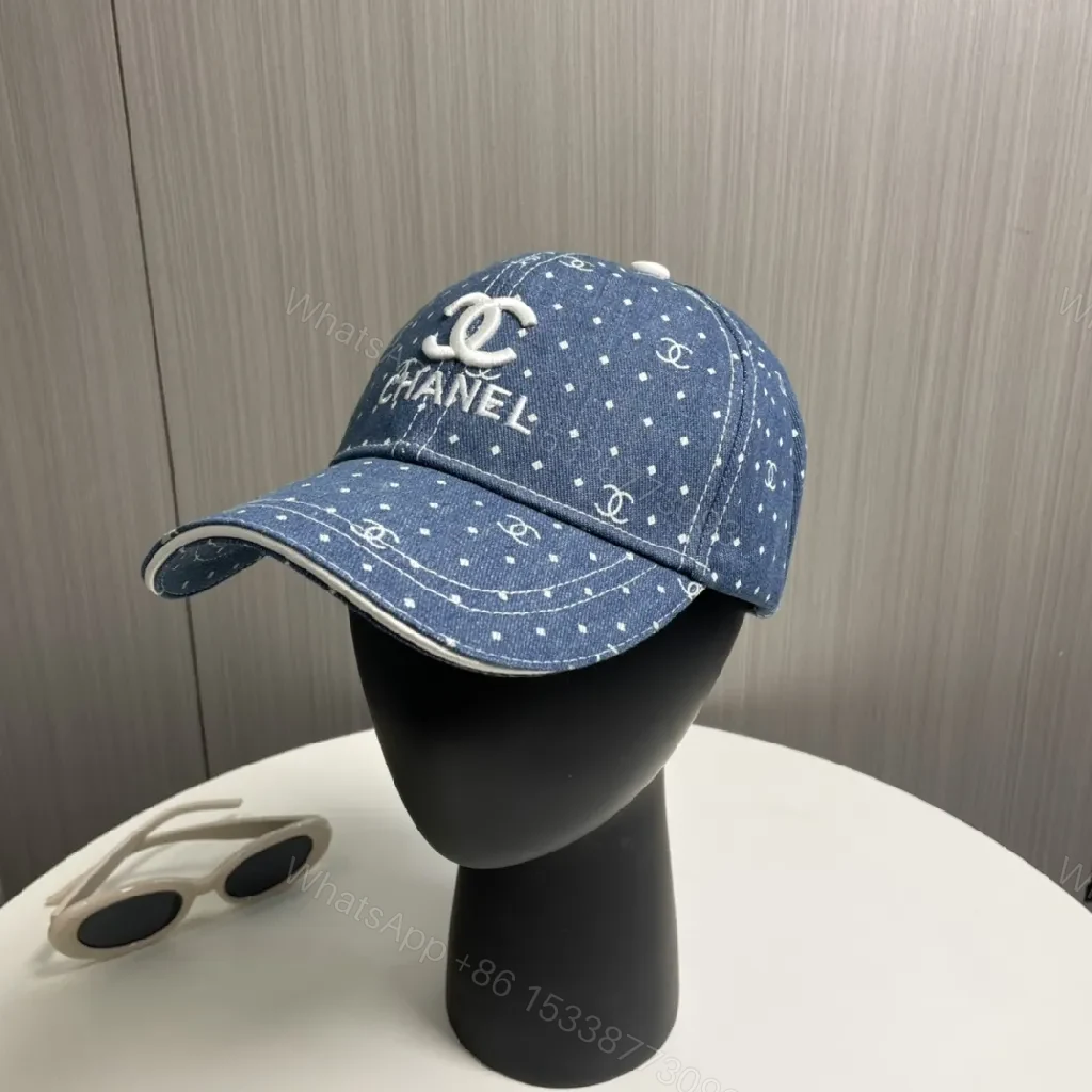 Denim Cap with Polka-Detailing: Luxe Everyday Accessory — view 1
