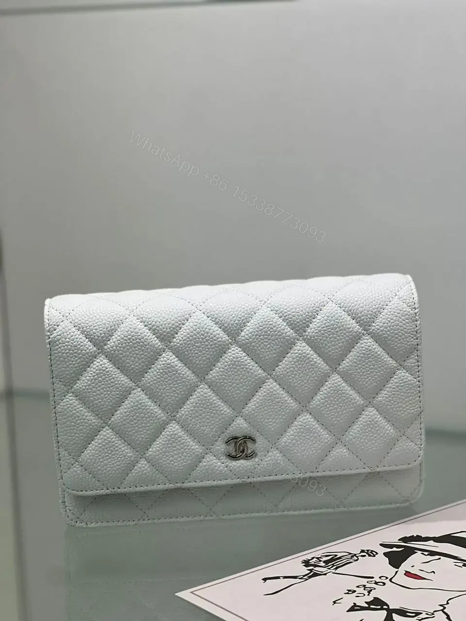 CHANEL Gray Quilted Caviar Wallet On Chain – SUPER Master Quality — view 1