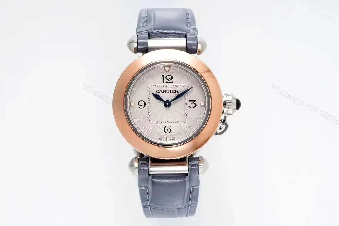 Cartier Pasha de Cartier Women’s Watch – 30mm Rose Gold with Blue Leather Strap — view 1