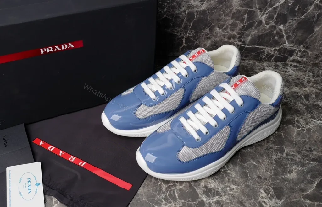 View 8 of Blue-Tone Prada-Inspired Low-Top Sneakers: Everyday Luxury Comfort