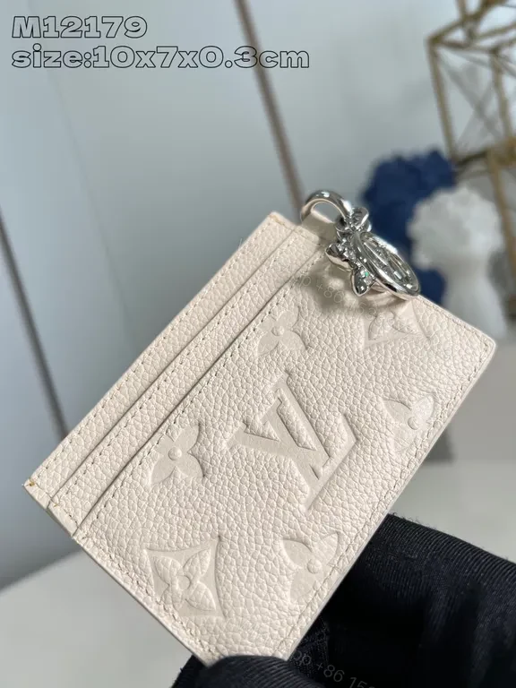 View 2 of Compact Luxury Card Case: Textured LV-Inspired Embossing Cardholder