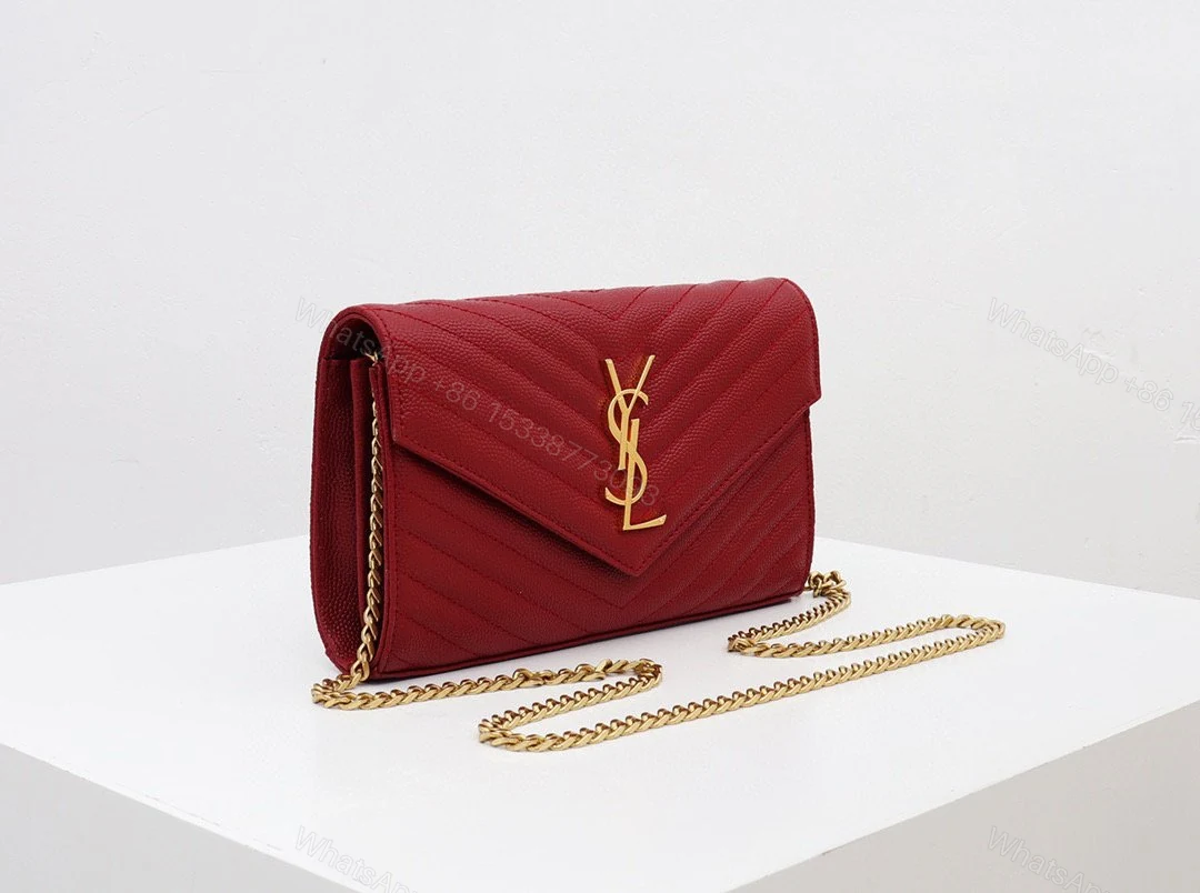 View 7 of Saint Laurent YSL Red Chain Wallet