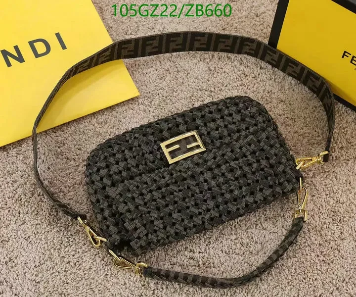 View 4 of Fendi Lookalike Baguette Bag in Coffee Fabric Interlace LZ69295
