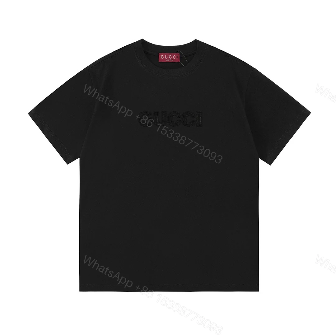 Gucci原單黑色短袖T恤男女同款沉穩刺繡設計感潮流單品 — view 1