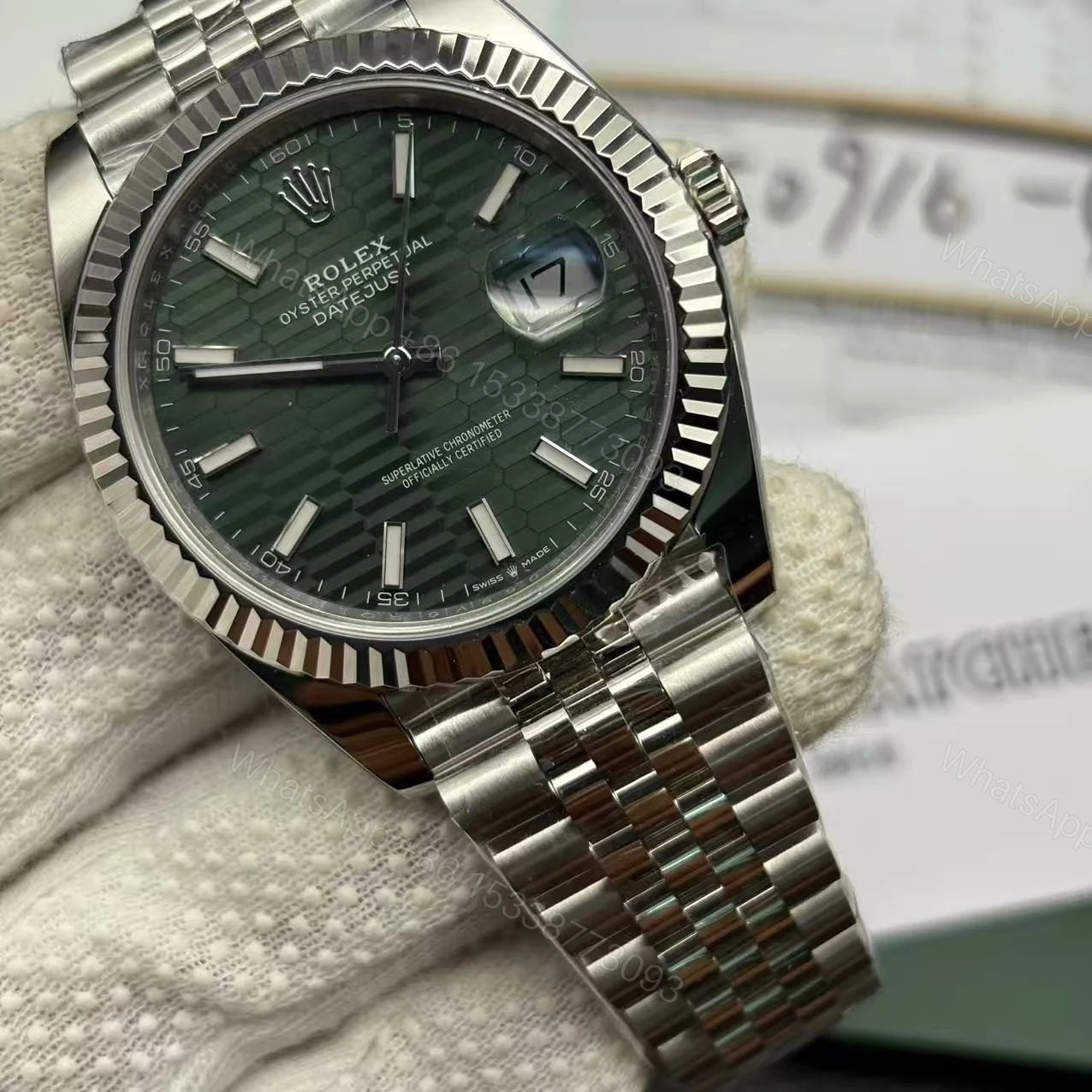 View 2 of Rolex Datejust M126334 Mint Green Watch