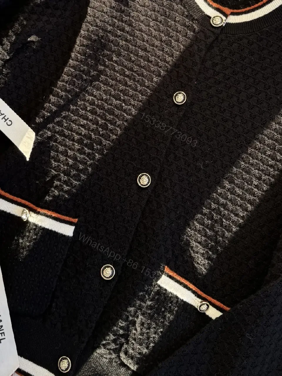 View 2 of Structured Knit Cardigan: Black, Wool Blend, Classic, Button Front, Cardigan