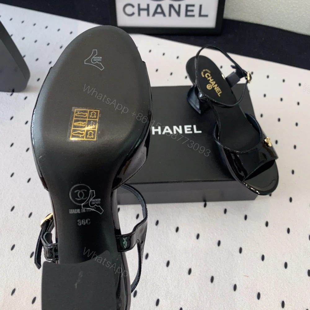 View 9 of 高仿Chanel*G45723B魚嘴高踭鞋漆皮黑色5.5CM免檢版
