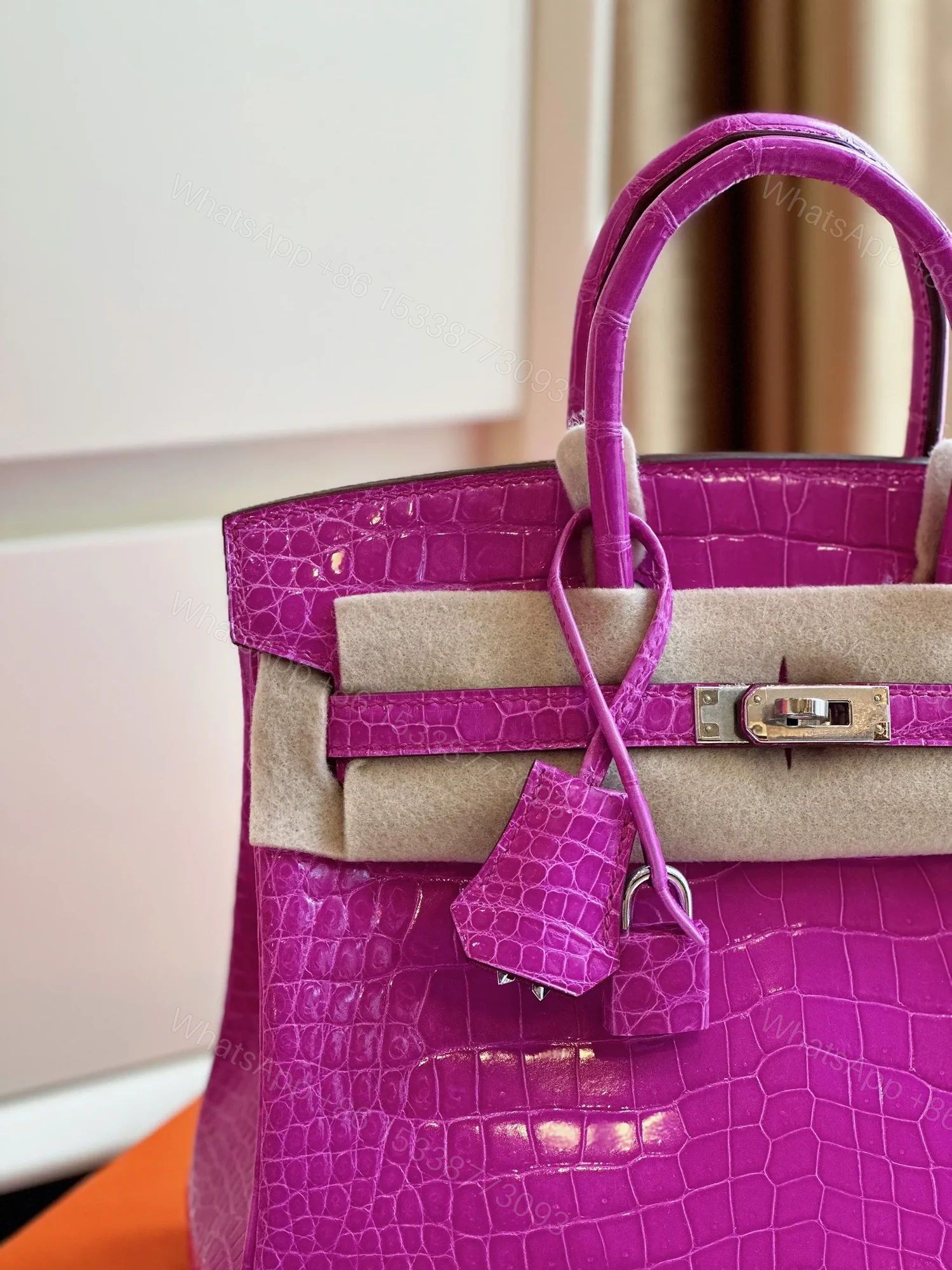 View 6 of HN 25 Purple Genuine Crocodile Leather Palladium Hardware