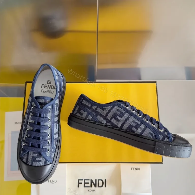 View 2 of Denim-Texture Fendi Sneakers: Luxe Monogram, All-Day Comfort