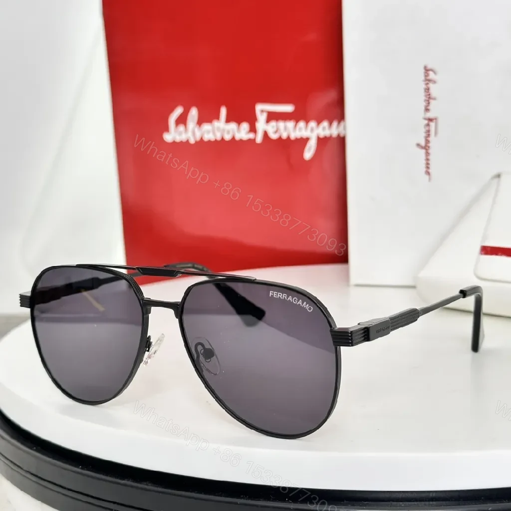 View 4 of Silver Titanium Aviators: Luxe Gradient Lenses, Modern Ferragamo-Style