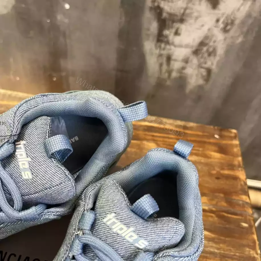 View 4 of BALENCIAGA WOMEN’S TRIPLE S SNEAKER DENIM IN BLUE – BB255