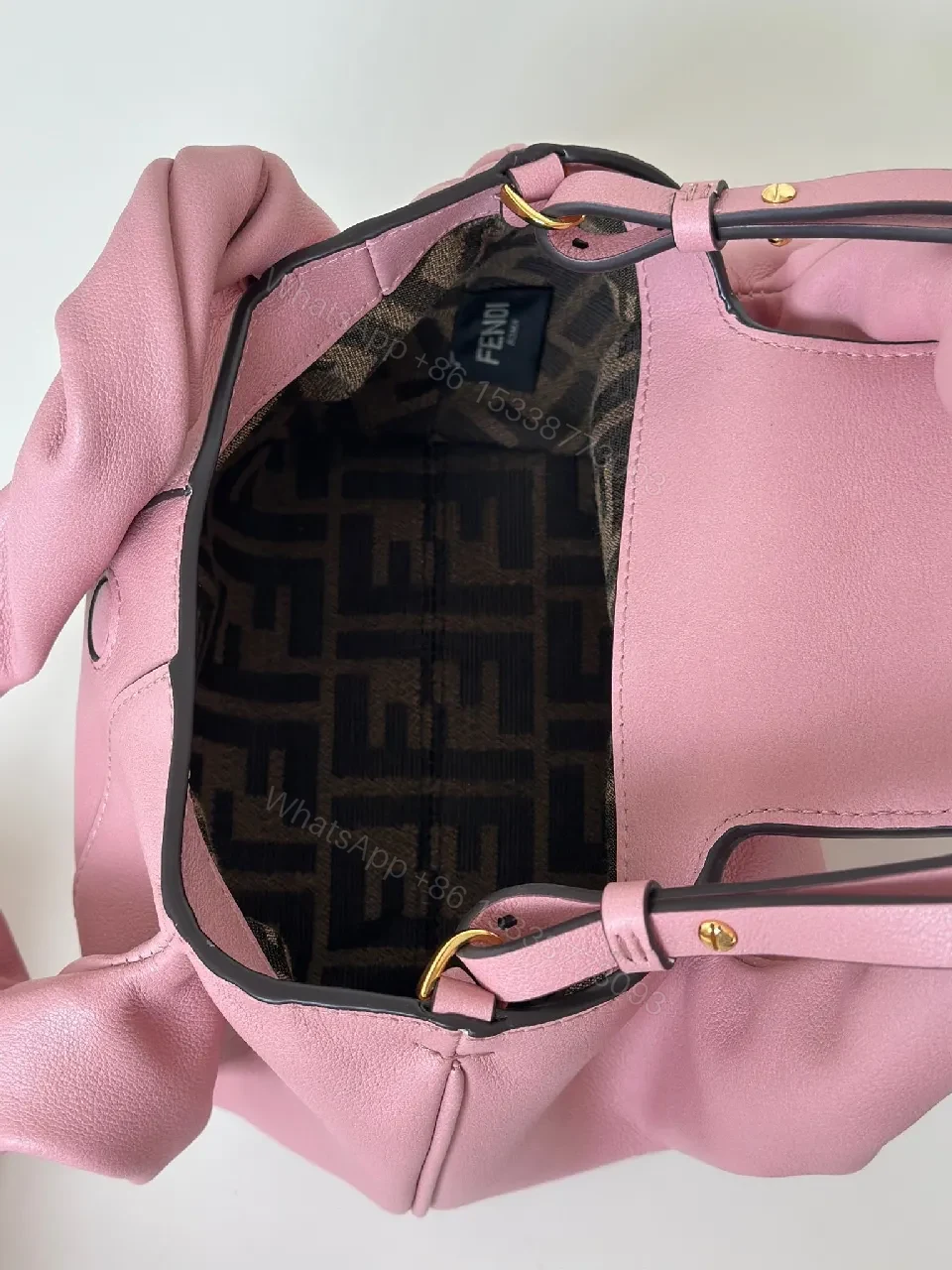 View 7 of Soft Pink Pebbled Leather Mini Satchel – Crossbody Style, Tassel Detail