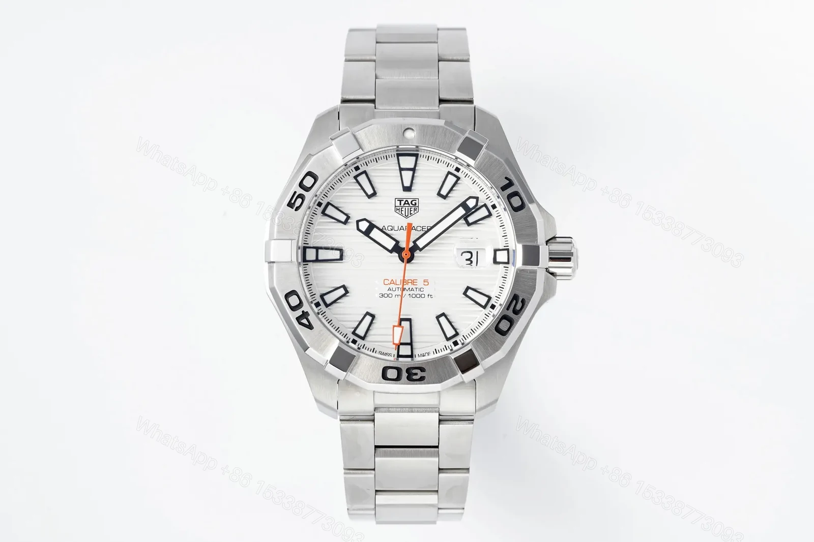 V6 Factory TAG Heuer Super Series Watch – Silver Stainless Steel, White Dial, Casual and Formal Style, 100m Water-Resistant — view 1