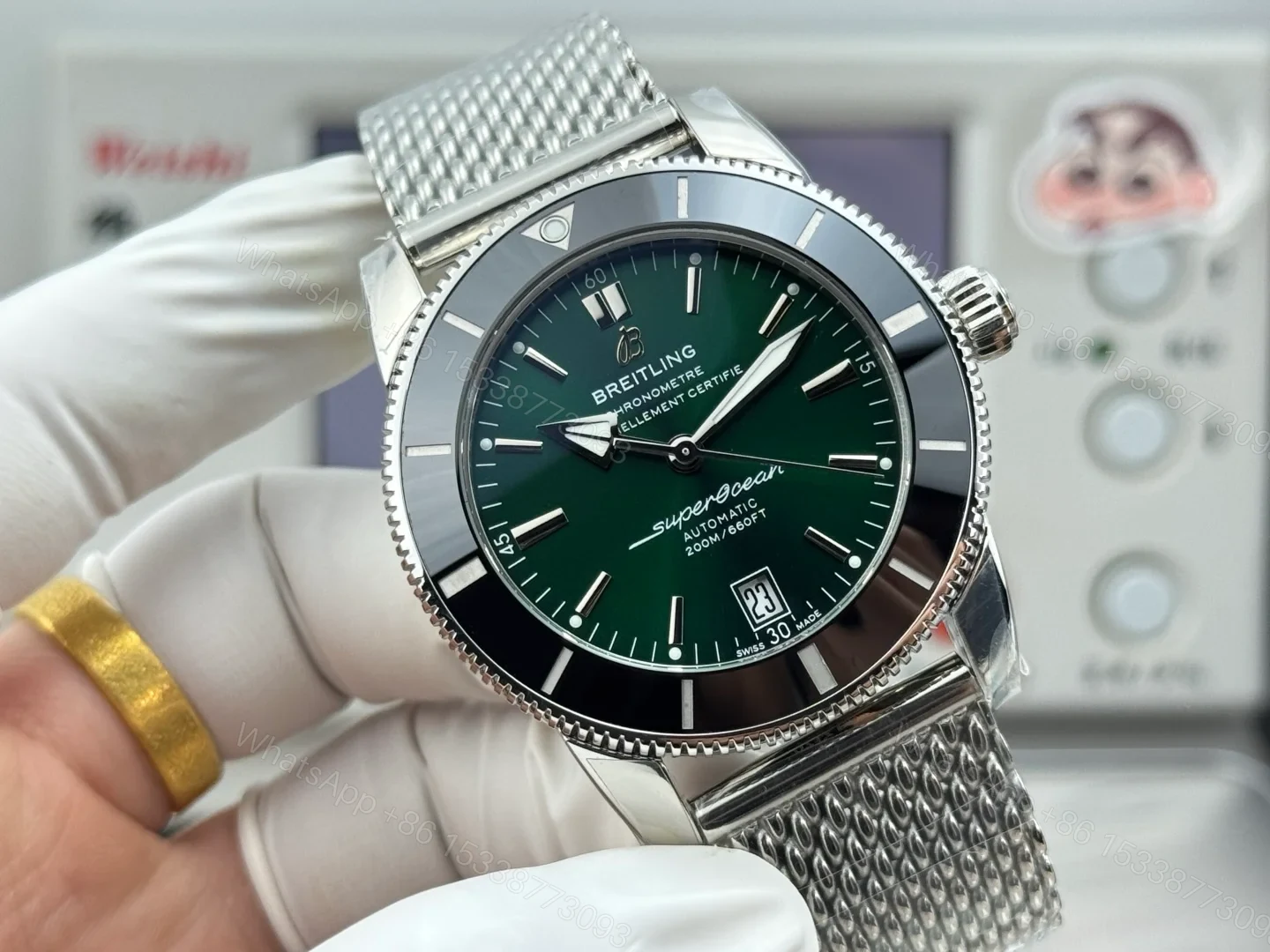 View 2 of Breitling Superocean Heritage II 42 Stainless Steel Green Dial Bracelet AB2010121L1A1