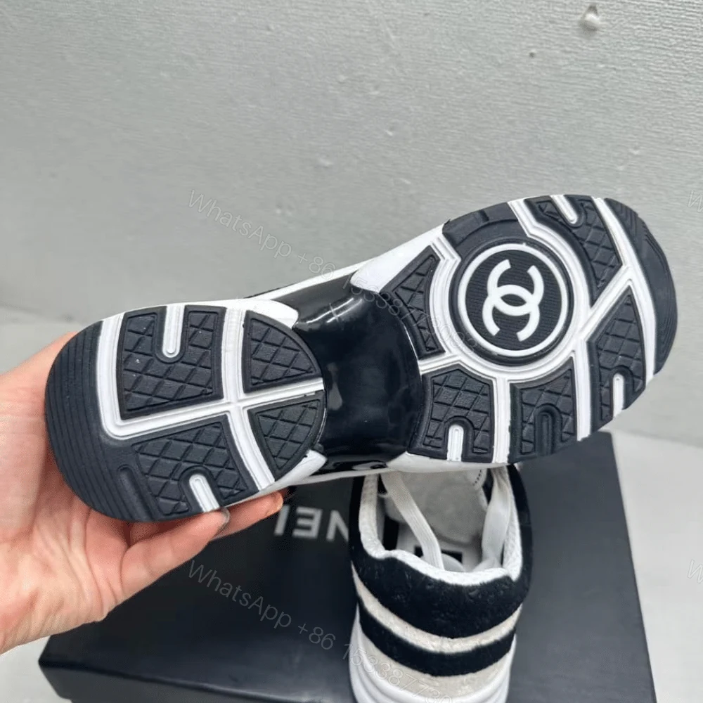 View 5 of Chanel Printed Suede Calfskin Sneakers White And Black G39230 X56653 94305