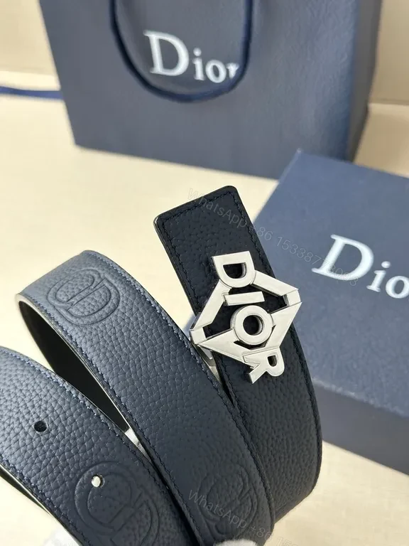 View 6 of Blue Leather Dior Hex Hardware Bracelet - Modern Minimalist Luxury
