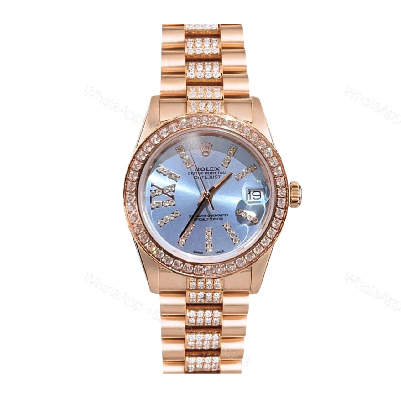 Rolex Datejust Diamond In Rose Gold With Blue Dial 31Mm — view 1