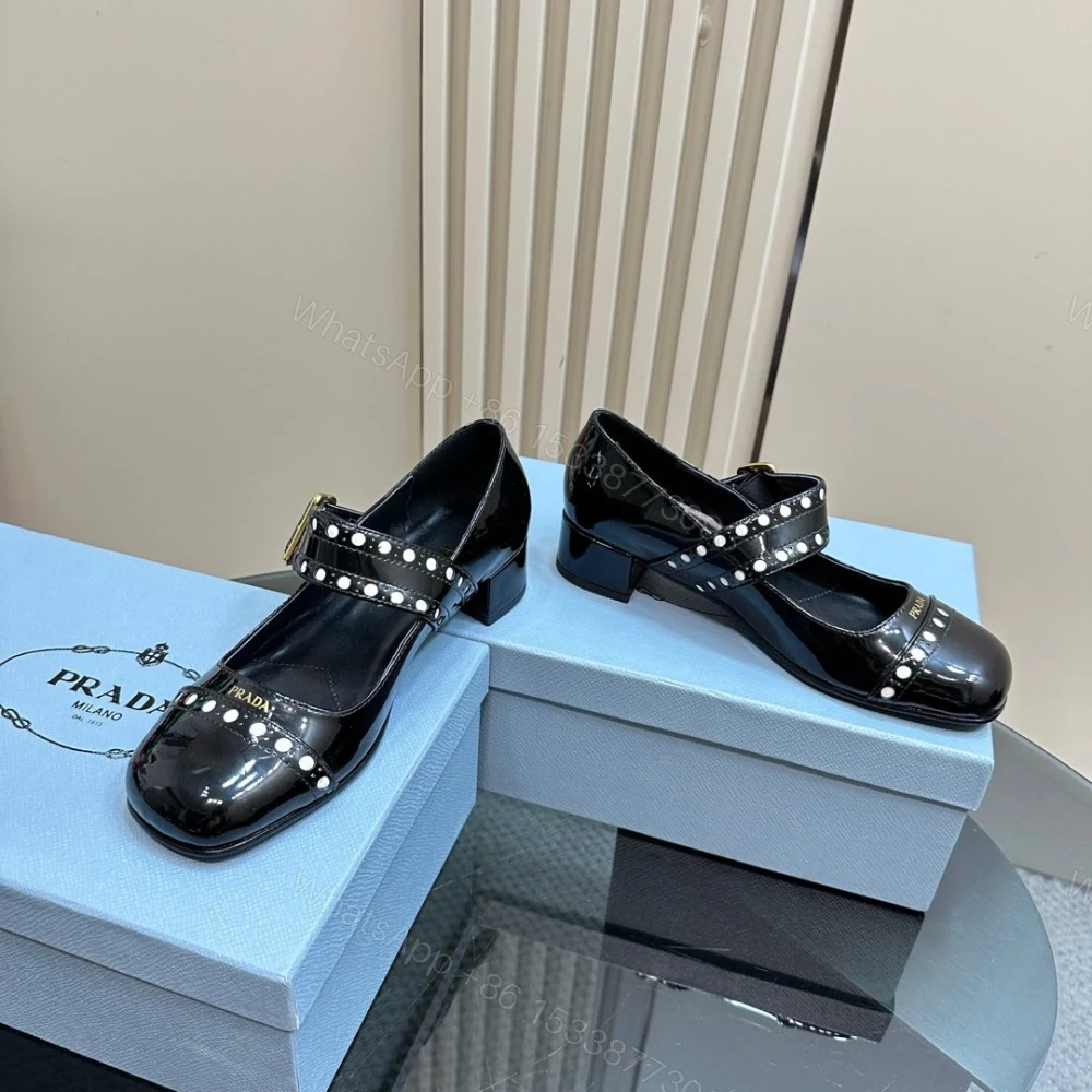 View 5 of 高仿Prada*Patent系列1I816N粗跟瑪麗珍鞋鞋漆皮3.5CM黑色免檢版