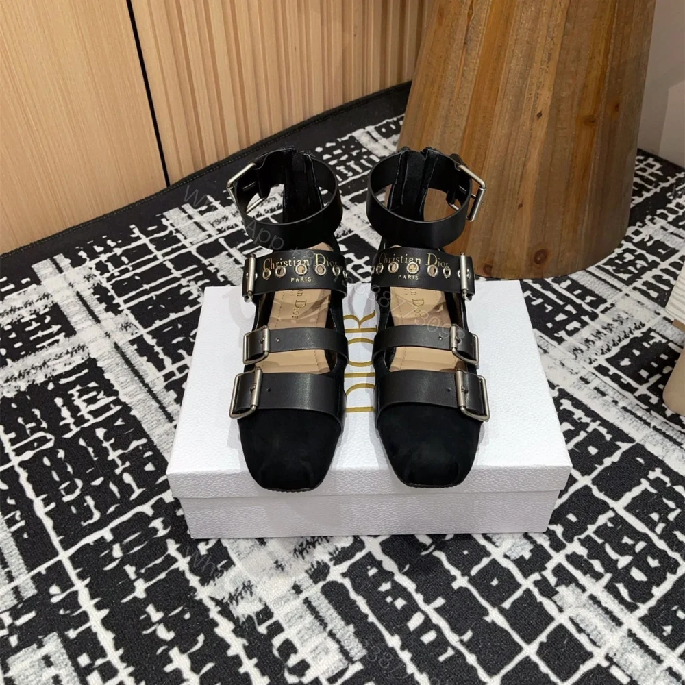 高仿Dior*Punk系列KCB960平頭塔扣樂福鞋黑麂皮免檢版 — view 1
