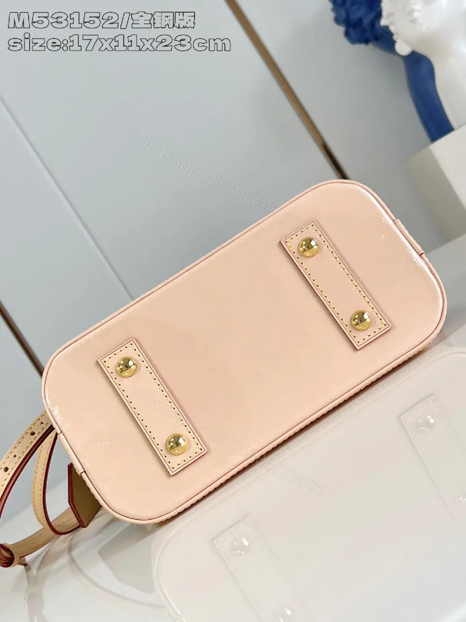 View 5 of Apricot Trim Monogram Satchel: Structured Luxury Bag