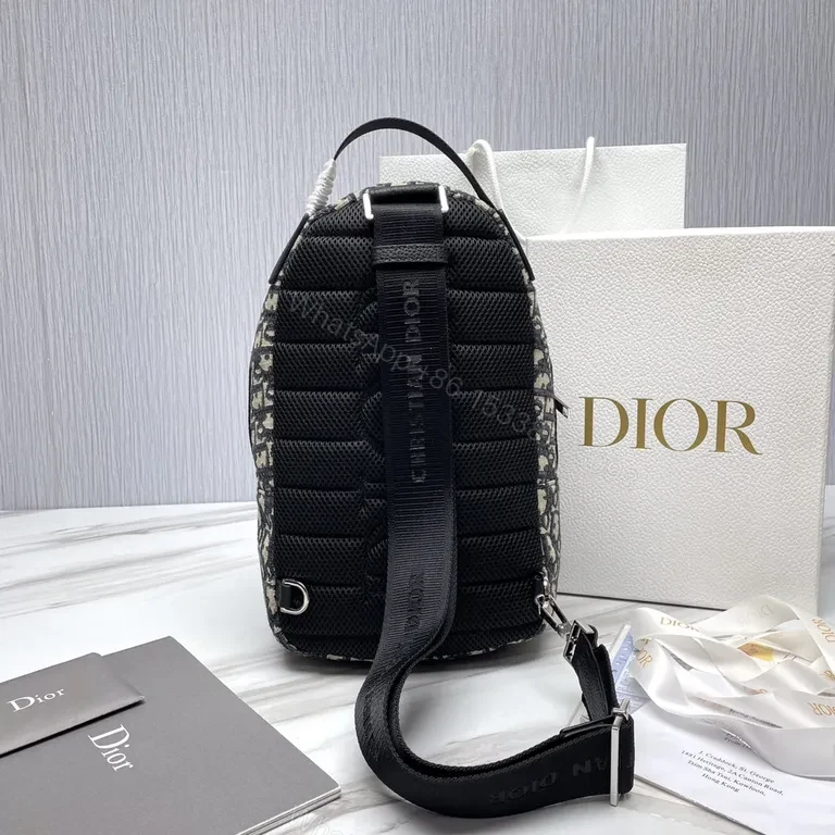 View 8 of Monogram Dior Backpack: Oblique Canvas, Black Leather, Luxe Daily Carry