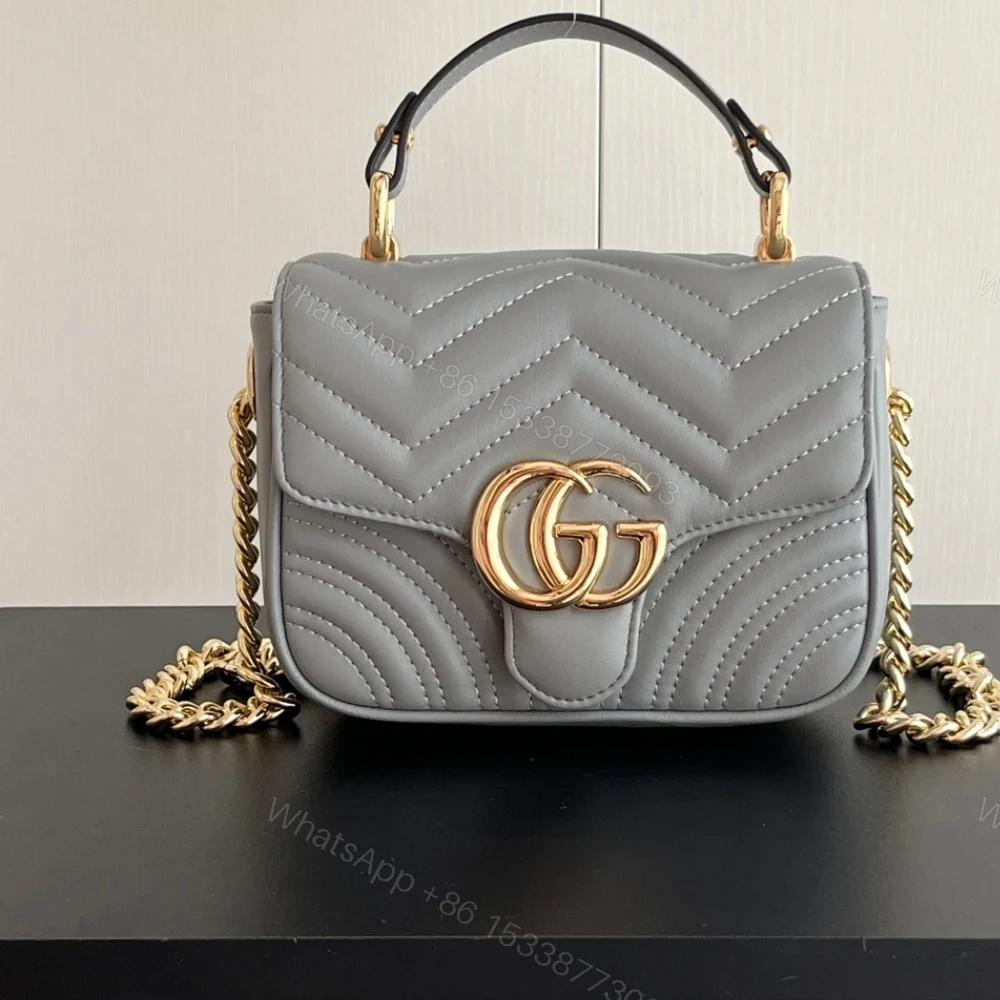 View 2 of Gucci GG Marmont Mini Shoulder Bag Grey 17Cm
