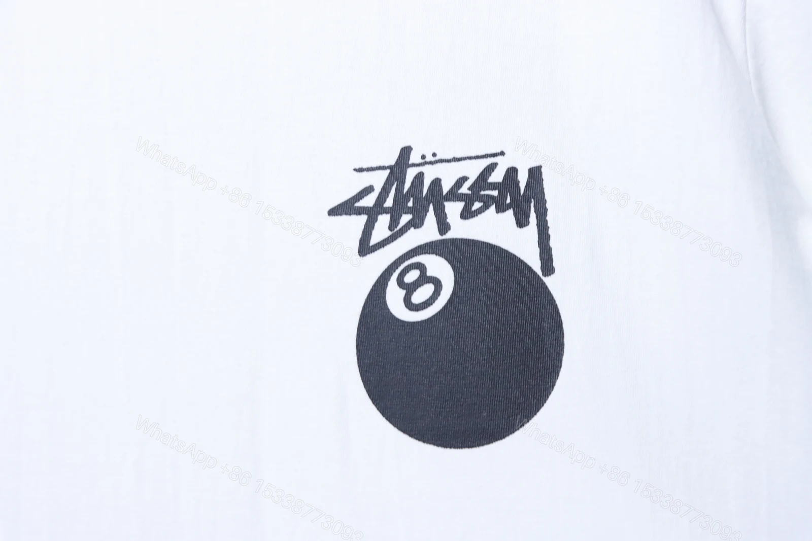 View 4 of Stussy black 8-ball print short-sleeved shirt white