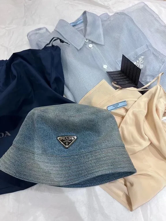 View 3 of Chic Prada Denim Bucket Hat â€” Luxury Everyday Wear