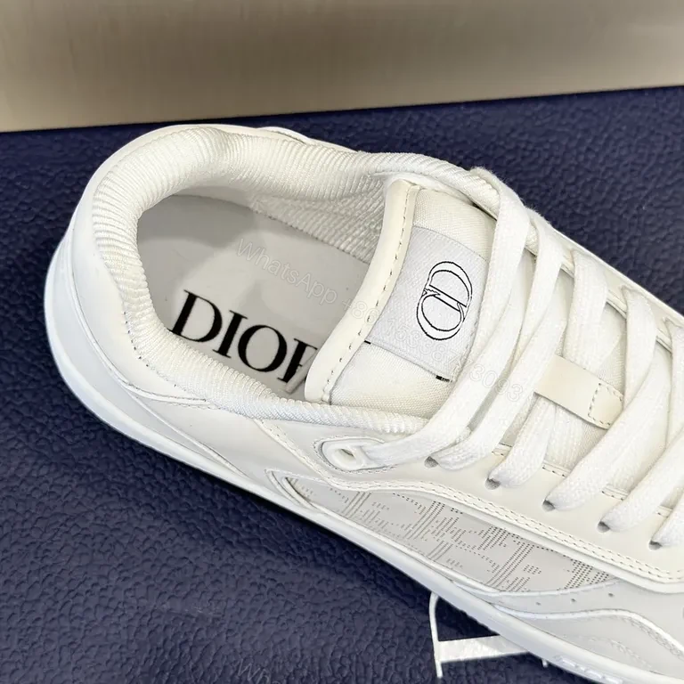 View 2 of White Dior-Influenced Leather Low-Top Sneaker: Structured Luxury