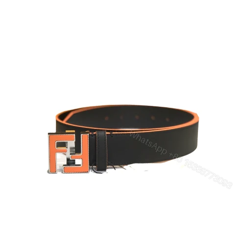 View 6 of FENDI’S BLACK LEATHER BETL NEON ORANGE 40MM