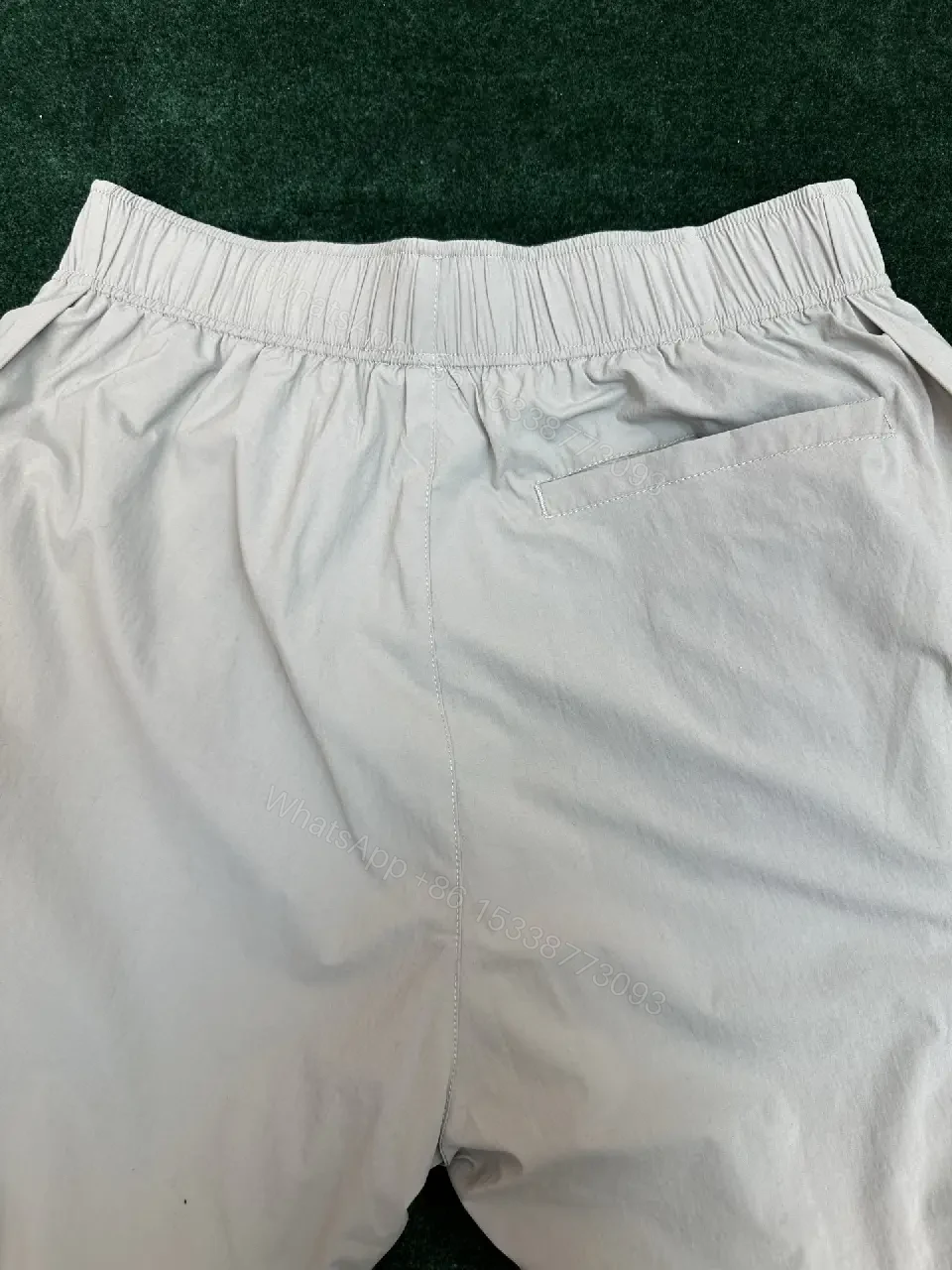 View 8 of Light Gray Wide-Leg Pants Elastic Waist Drawstring Smooth Knit