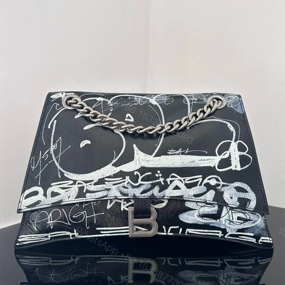 高仿BalenciagaCrush沙漏包黑色塗鴉S — view 1