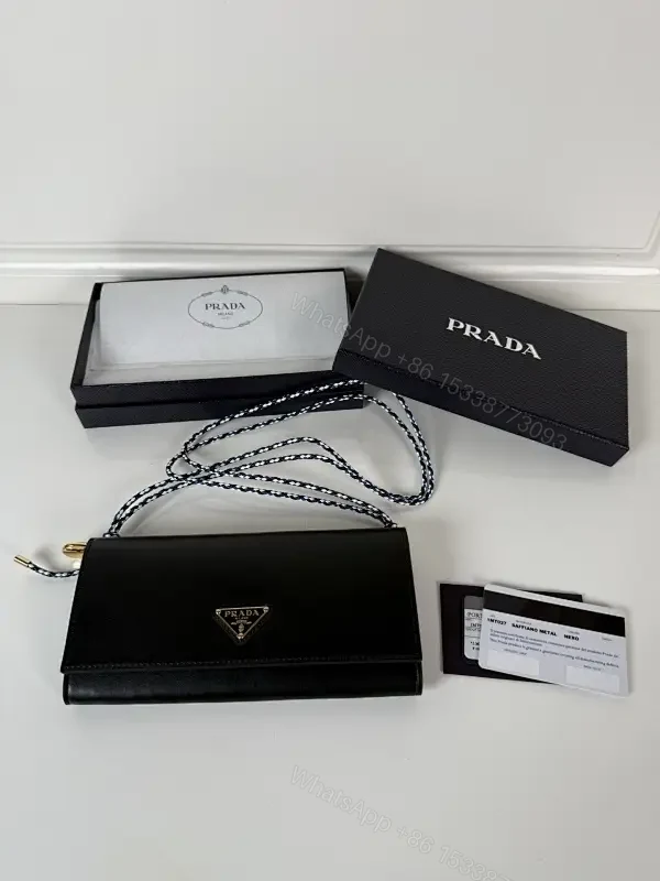 Chic Black Leather Chain Wallet — Compact Luxury Clutch — view 1