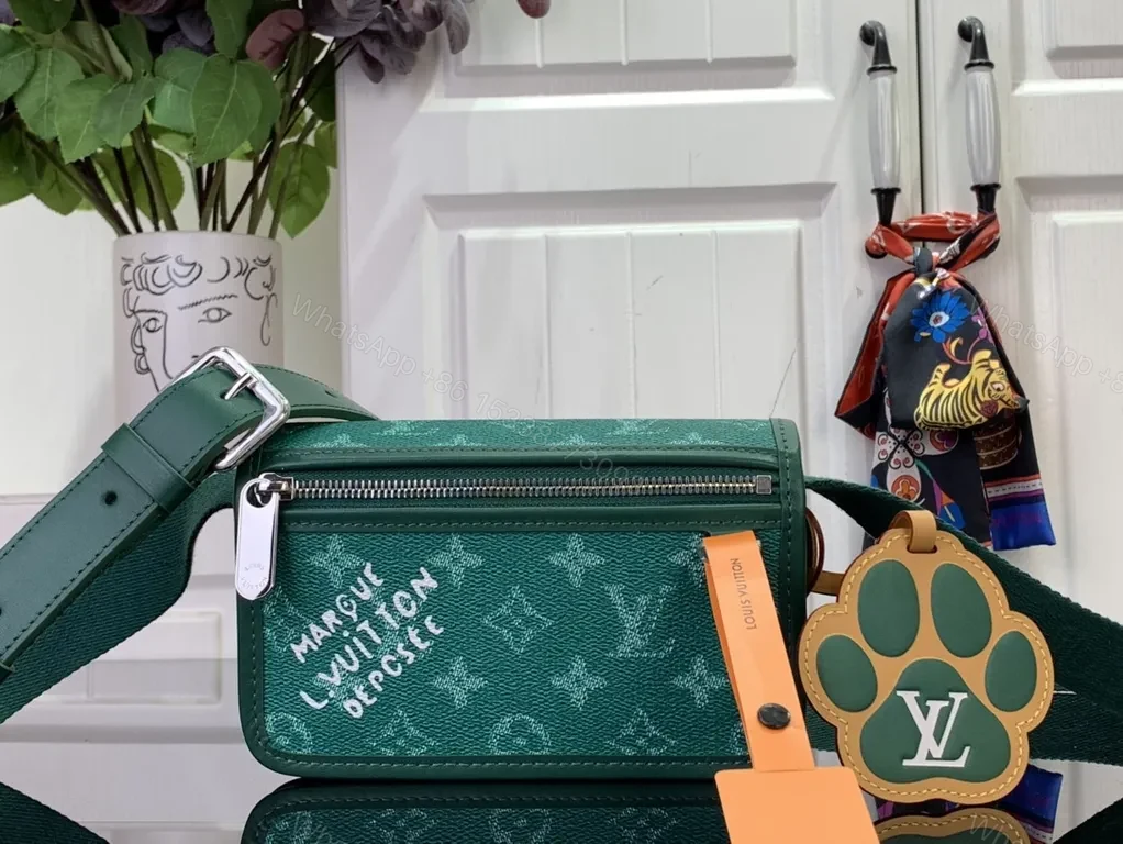 Green Monogram Crossbody: Compact, Leather-Style Luxe Utility — view 1