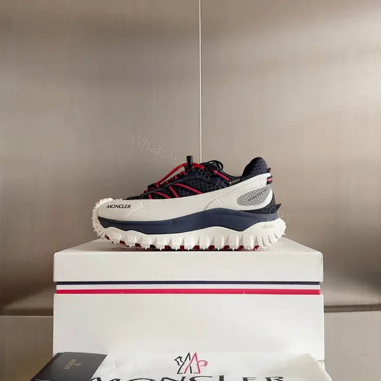 View 3 of Navy & Red MONCLER-Inspired Luxury Sneakers: All-Day Comfort