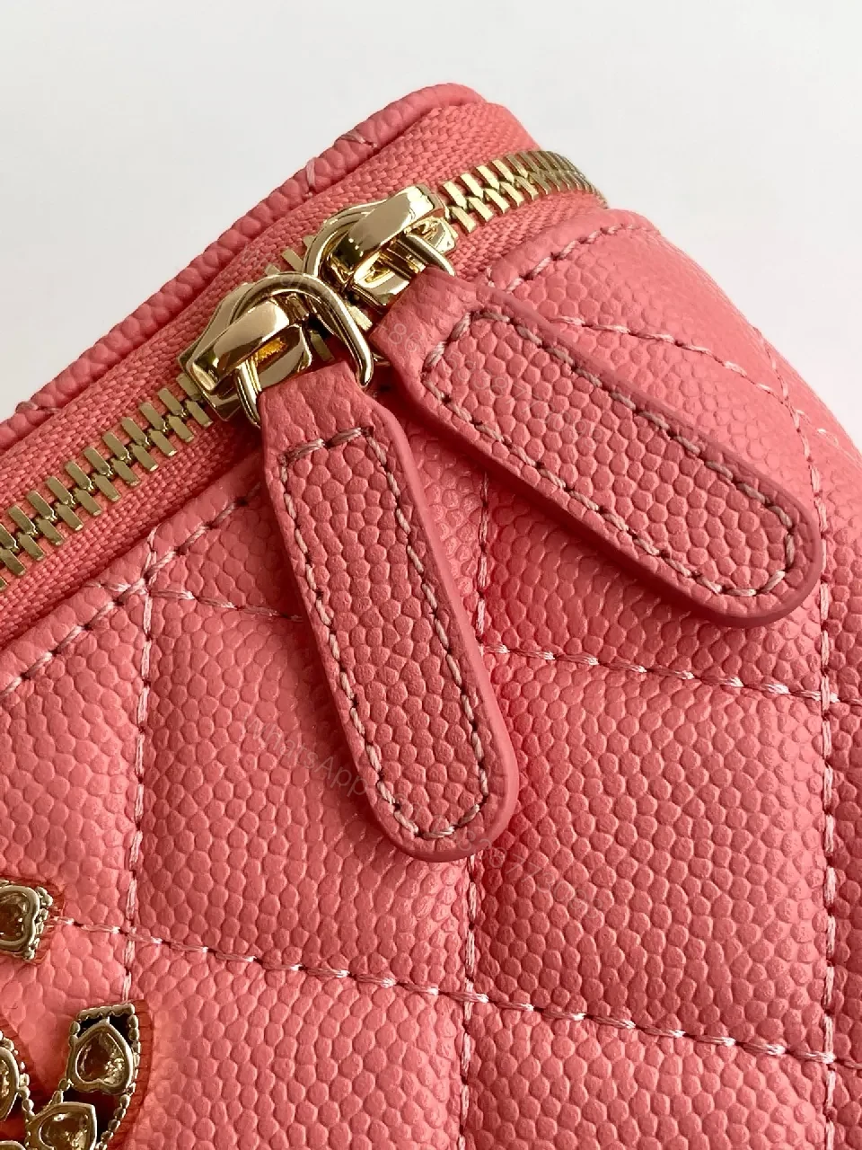View 7 of Pink Quilted Crossbody with Gold-Tone Hardware