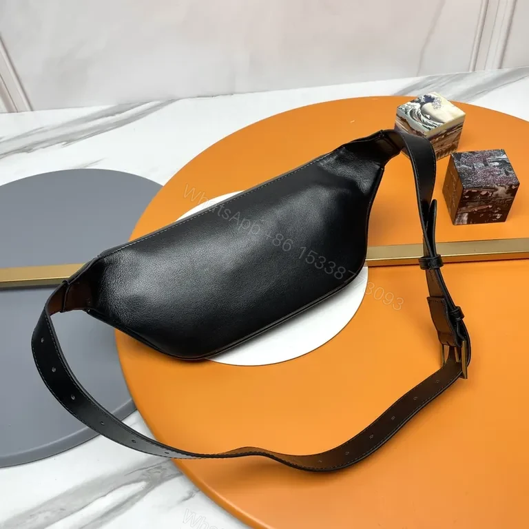 View 5 of Compact Luxe Belt Bag: YSL Monogram, Black Leather, Gold-Hardware