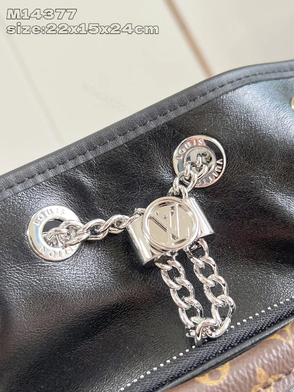 View 4 of Chic Black Leather Messenger Bag with Signature Hardware