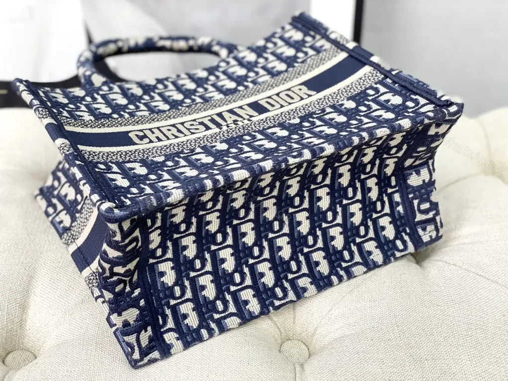 View 2 of Iconic Dior-Inspired Navy Beige Tote: Structured Luxury Bag