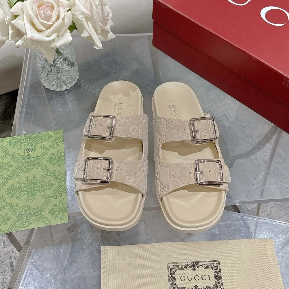 View 5 of GUCCI WOMEN’S SLIDE SANDAL OATMEAL 816380 AADUO 9511