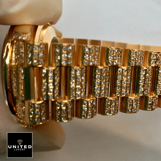 View 9 of Rolex Datejust 116625 Yellow Gold Diamond Dial Iced Out Replica
