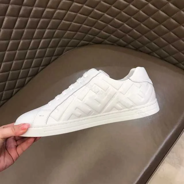 View 8 of FENDI WHITE NAPPA LEATHER LOW TOP SNEAKERS – FD09