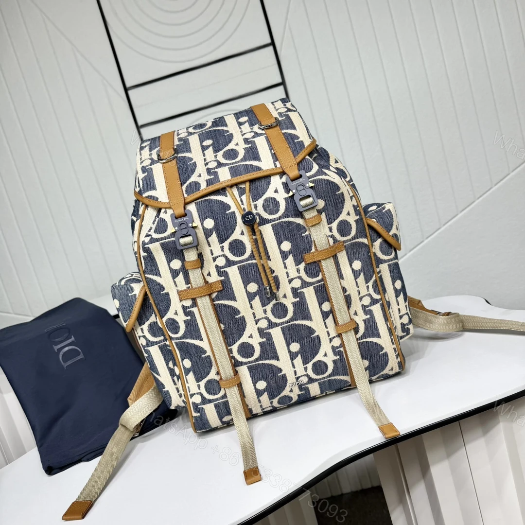 Dior 一比一 拼色老花雙肩包 時尚大容量後背包 休閒旅行款 — view 1